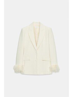 ZARA BLAZER WITH SHOULDER PADS AND FEATHER CUFFS